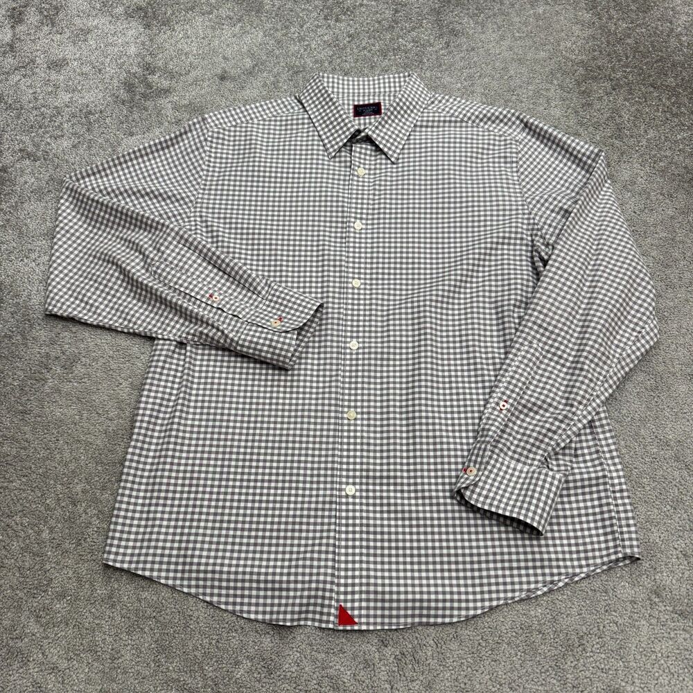 Untuckit New Dunn Slim Fit Button Down Shirt Mens XL Gray Gingham Check Cotton